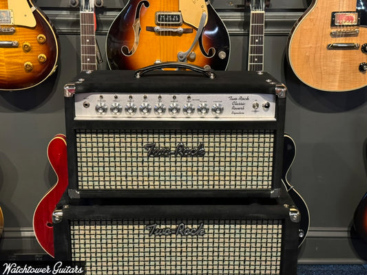 Two Rock Classic Reverb 100/50 Watt Head & 1x12 Set Black Suede/Large Check