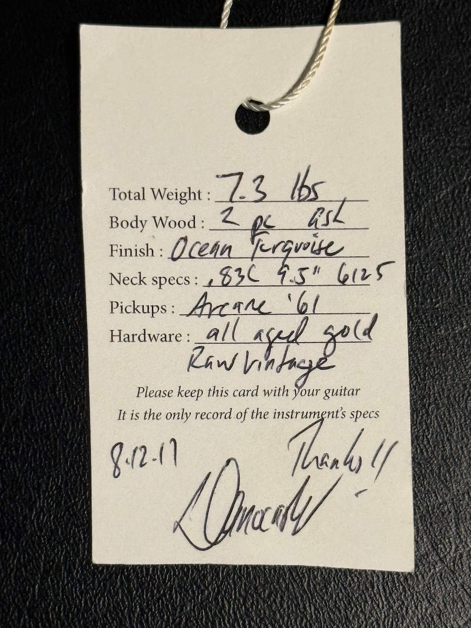 2017 Danocaster Double Cut, Ocean Turquoise with Arcane 61's