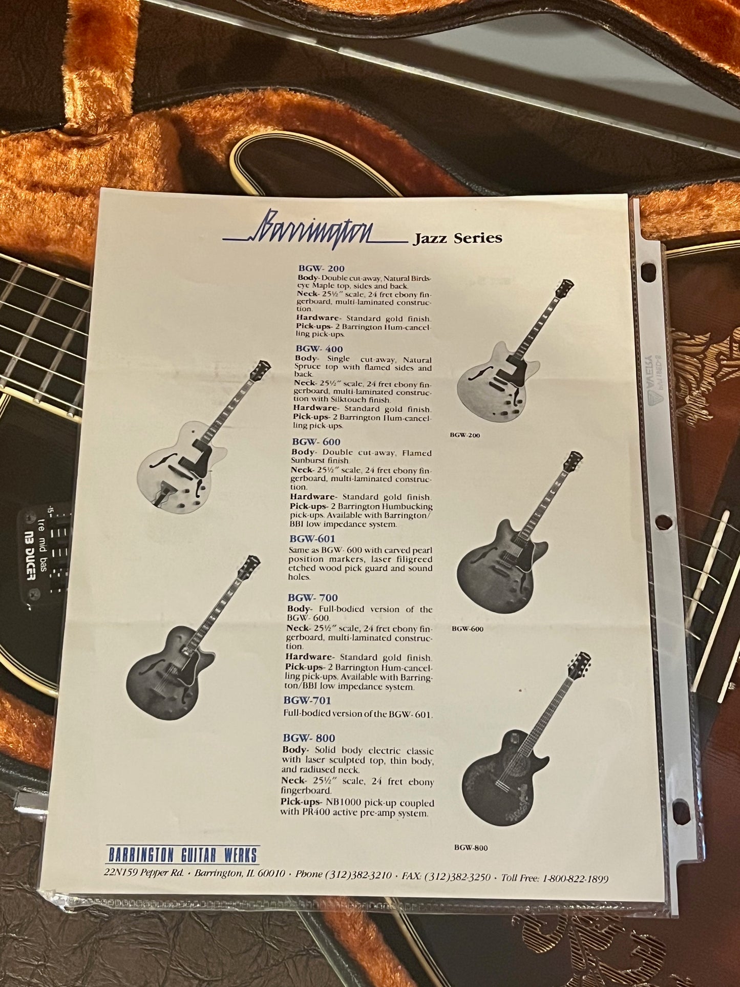 1987 Barrington BGW-800N Classical Electric Tobacco Burst