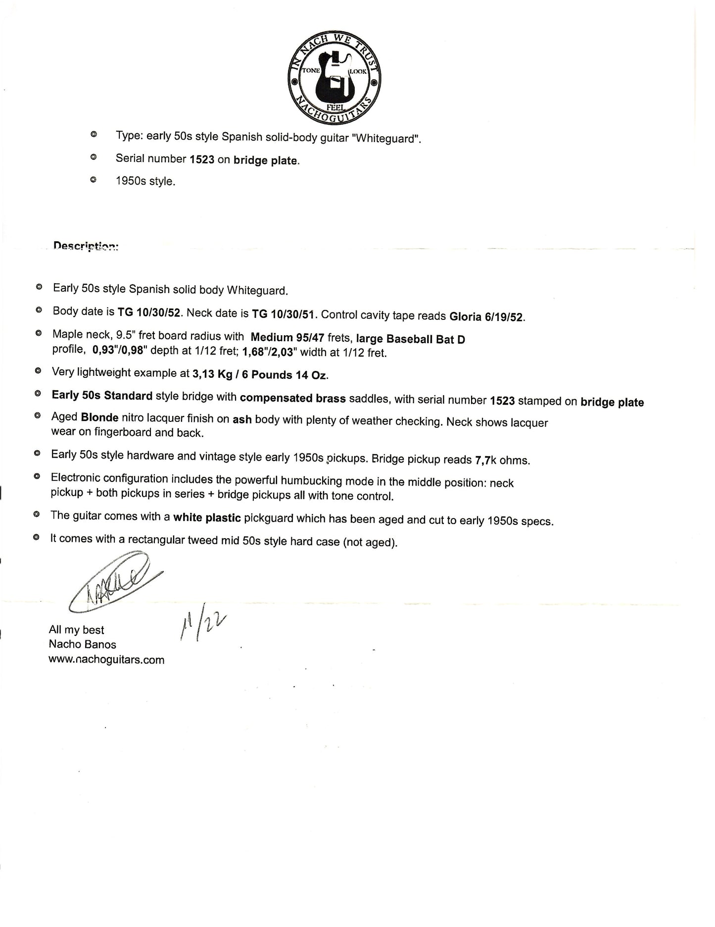 2022 Nacho Whiteguard Blonde #1523