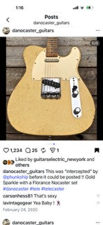 2020 Danocaster Gold Sparkle Single Cut Peter Florance Voodoo Pickups!