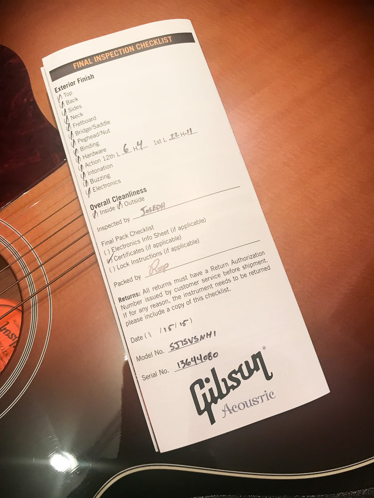 2015 Gibson Custom Shop SJ-100 Special Edition Tobacco Sunburst Acoustic