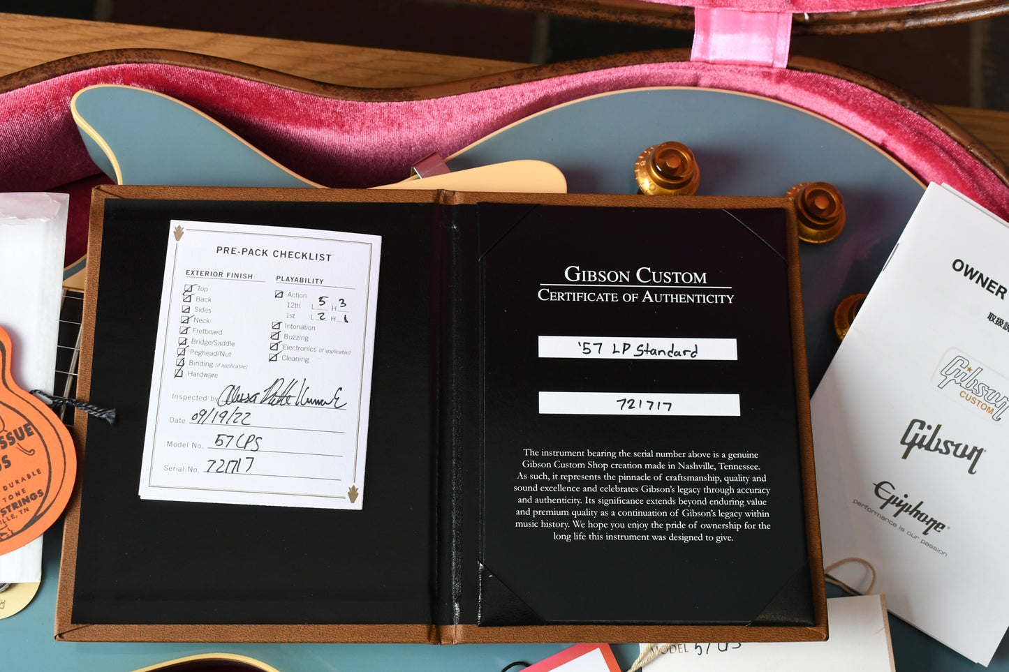 2022 Gibson '57 Les Paul Standard R7 Yamano Spec M2M Opaque Blue