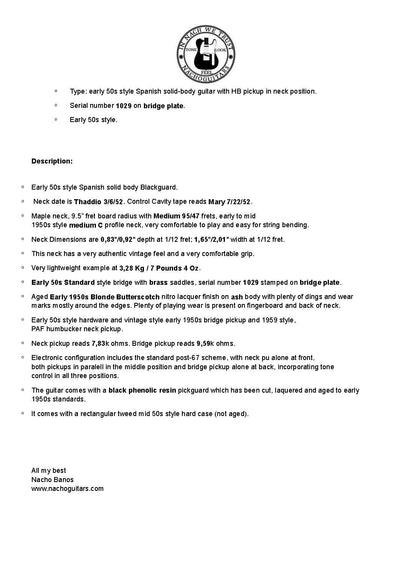 NEW 2025 Nacho Telecaster Blackguard #1029 Keef