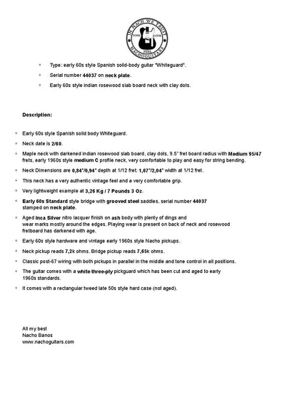 NEW Nacho Whiteguard #44037 Inca Silver