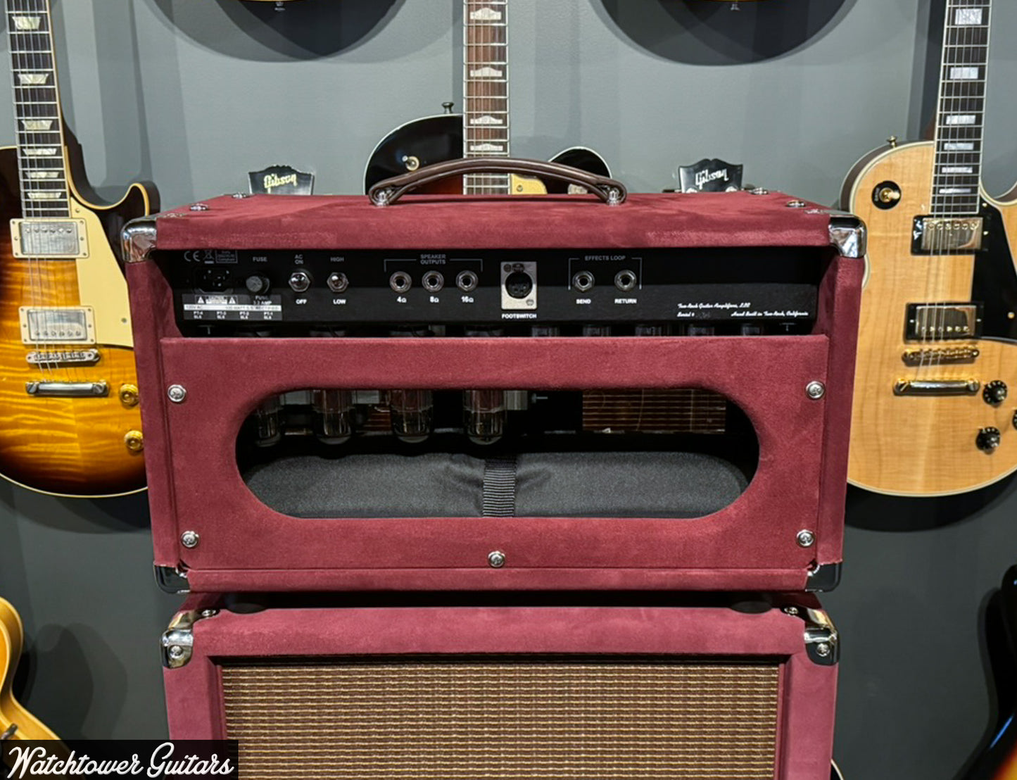 Two Rock Classic Reverb Signature 100/50 Watt Head & 2x12 Cabinet Burgundy Suede with Oxblood Grill