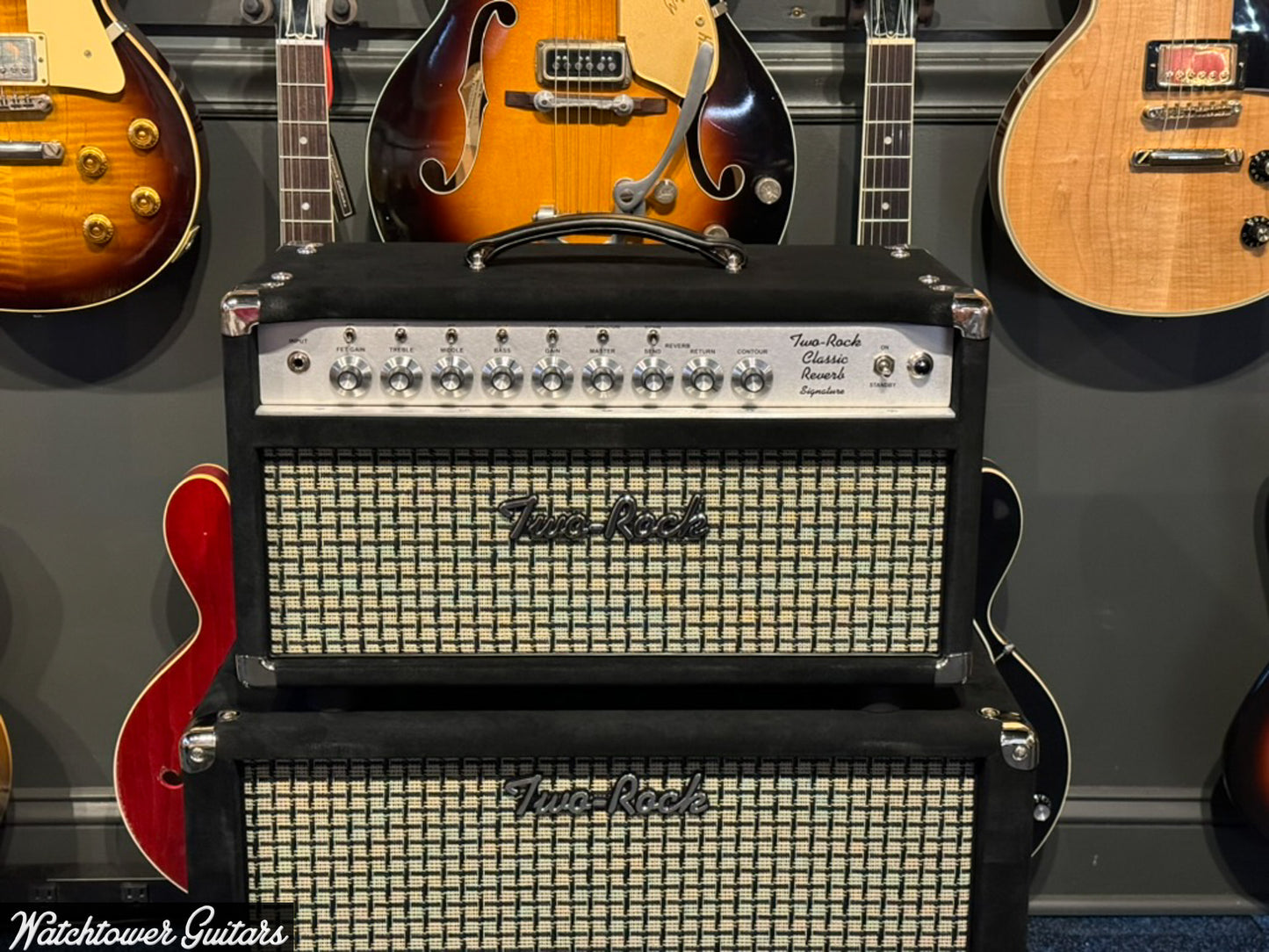 Two Rock Classic Reverb 100/50 Watt Head & 1x12 Set Black Suede/Large Check