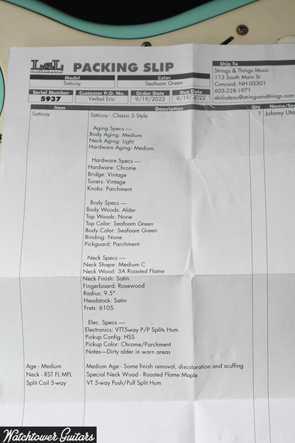 2022 LSL Saticoy Seafoam Green Medium Aged "Johnny Utah"