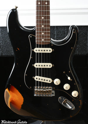 2021 Fender Custom Shop Limited Dual Mag II '60 Stratocaster Aged Black over 3 Tone Sunburst Relic