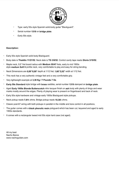 NEW Nacho Blackguard #1319 Heavy Aged