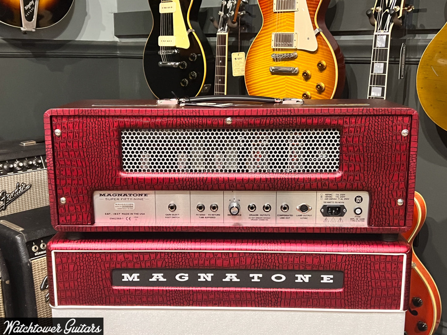 Magnatone Super Fifty-Nine M80 Head & 2x12 Cabinet Red Crocodile