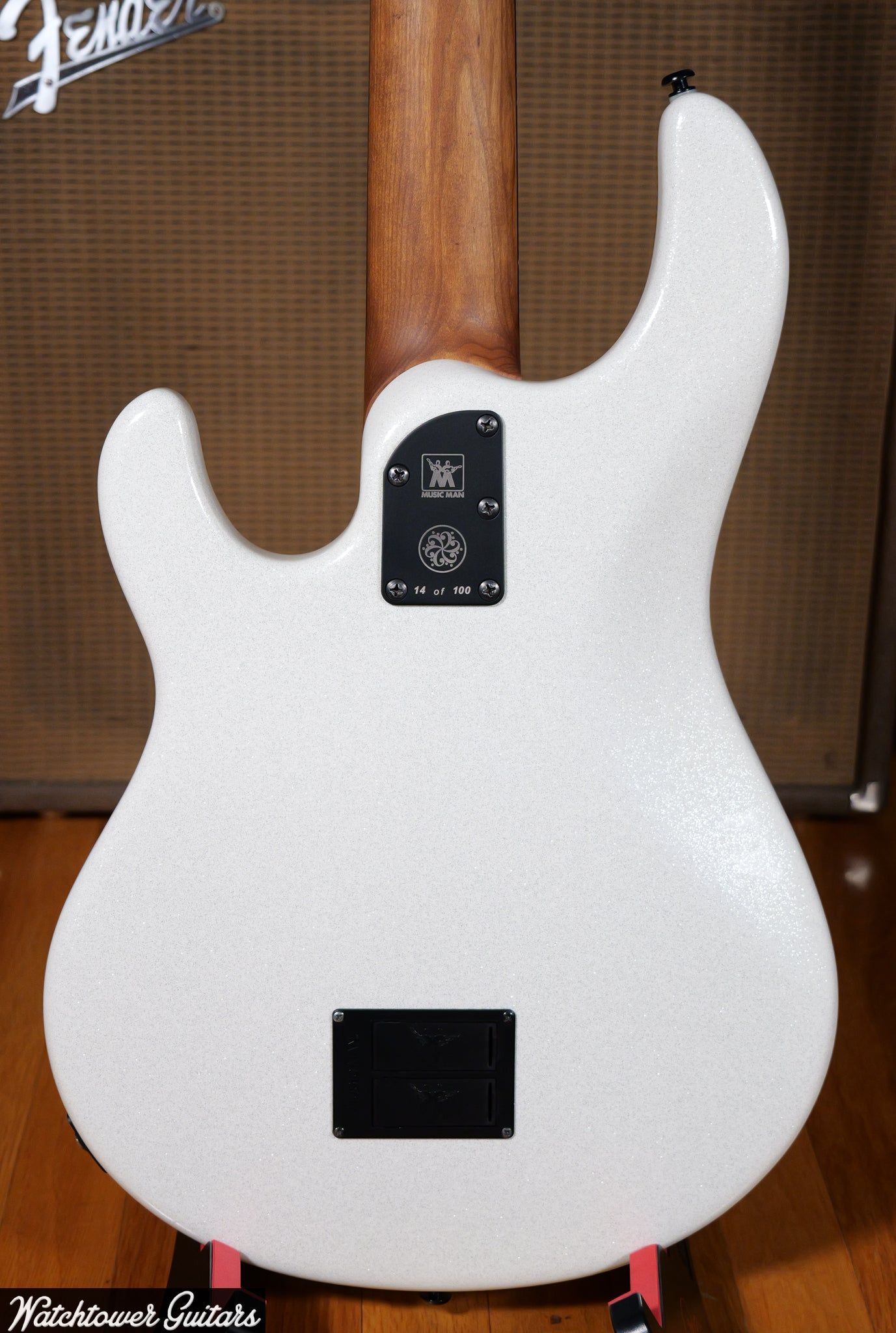 2022 Ernie Ball Music Man DarkRay 5 Sparkle White Limited Edition 14/100