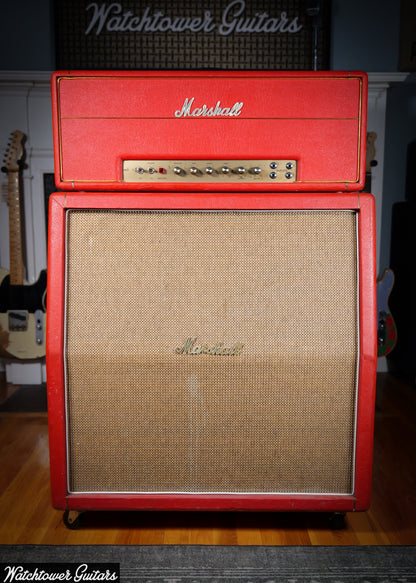1969 Marshall Super Lead 100W Custom Color Red Original Rare with 4X12 Celestion Greenback Cabinet