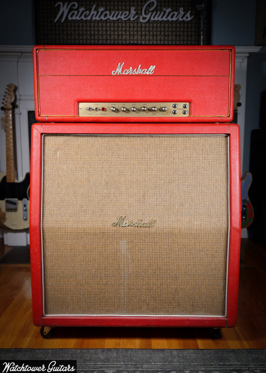 1969 Marshall Super Lead 100W Custom Color Red Original Rare with 4X12 Celestion Greenback Cabinet