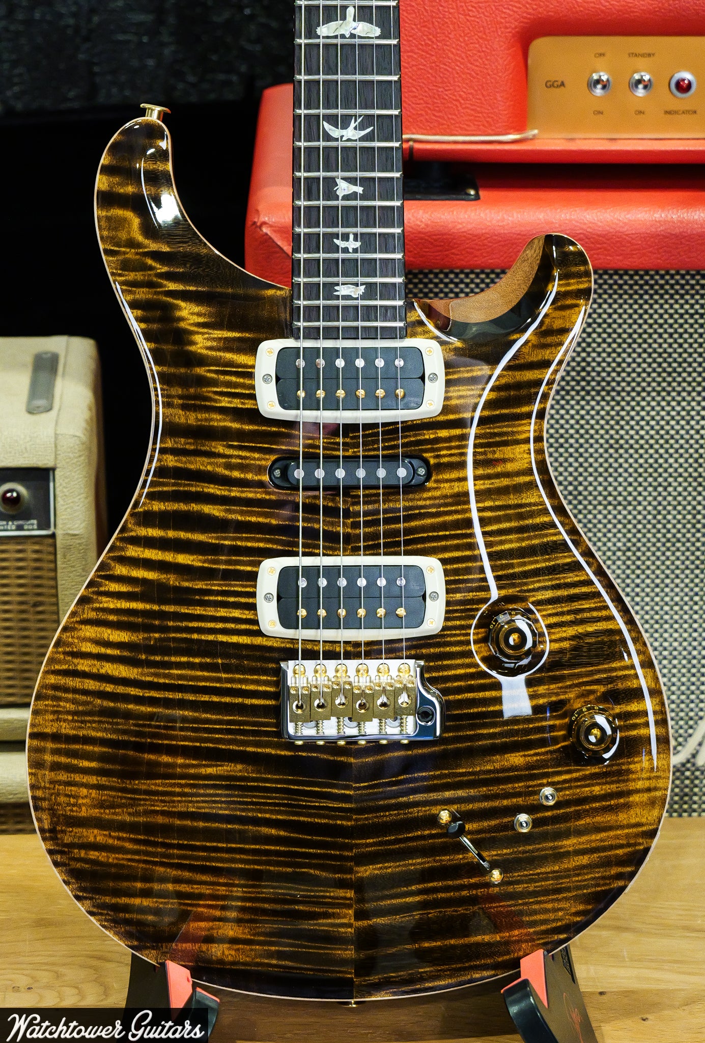 Paul Reed Smith PRS Modern Eagle V 10 Top Yellow Tiger