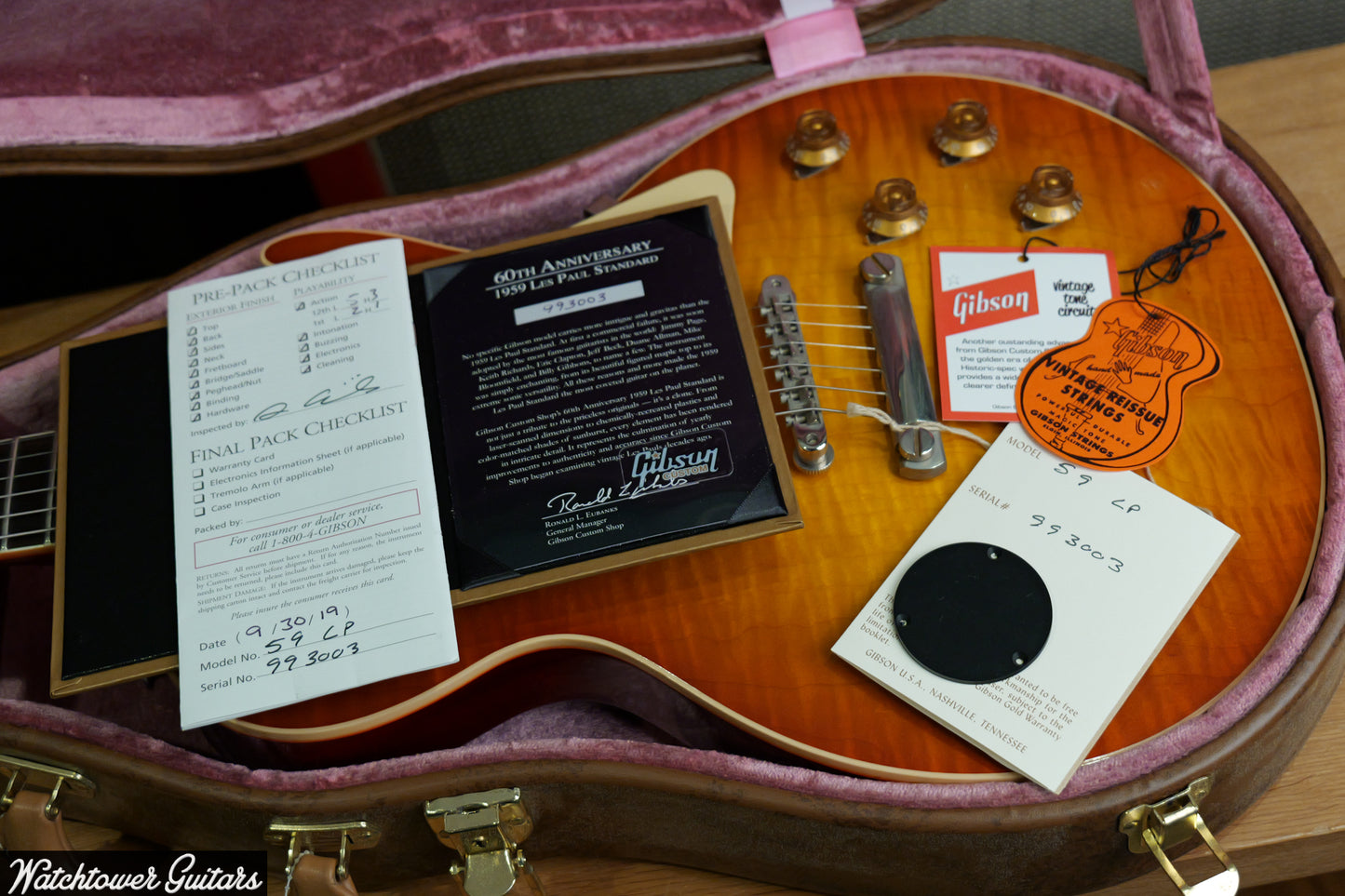 2019 Gibson 60th Anniversary Les Paul 1959 R9 Reissue Sunrise Teaburst