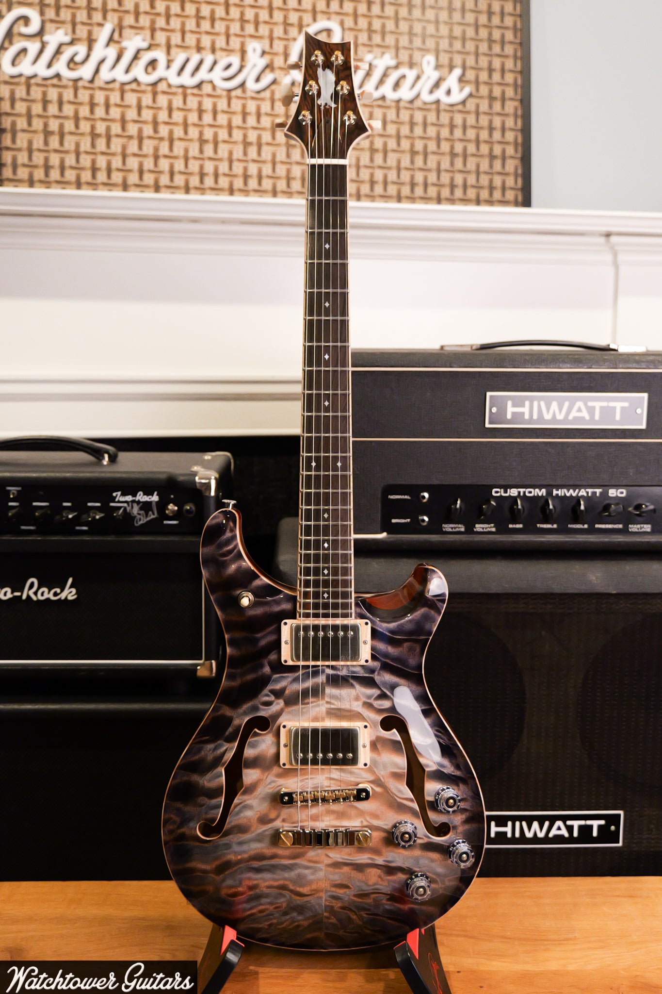 Paul Reed Smith PRS Private Stock Watchtower Run 594 Hollowbody II Quilt Frostbite Glow