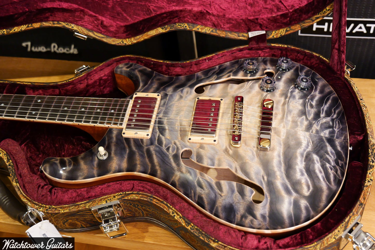 Paul Reed Smith PRS Private Stock Watchtower Run 594 Hollowbody II Quilt Frostbite Glow