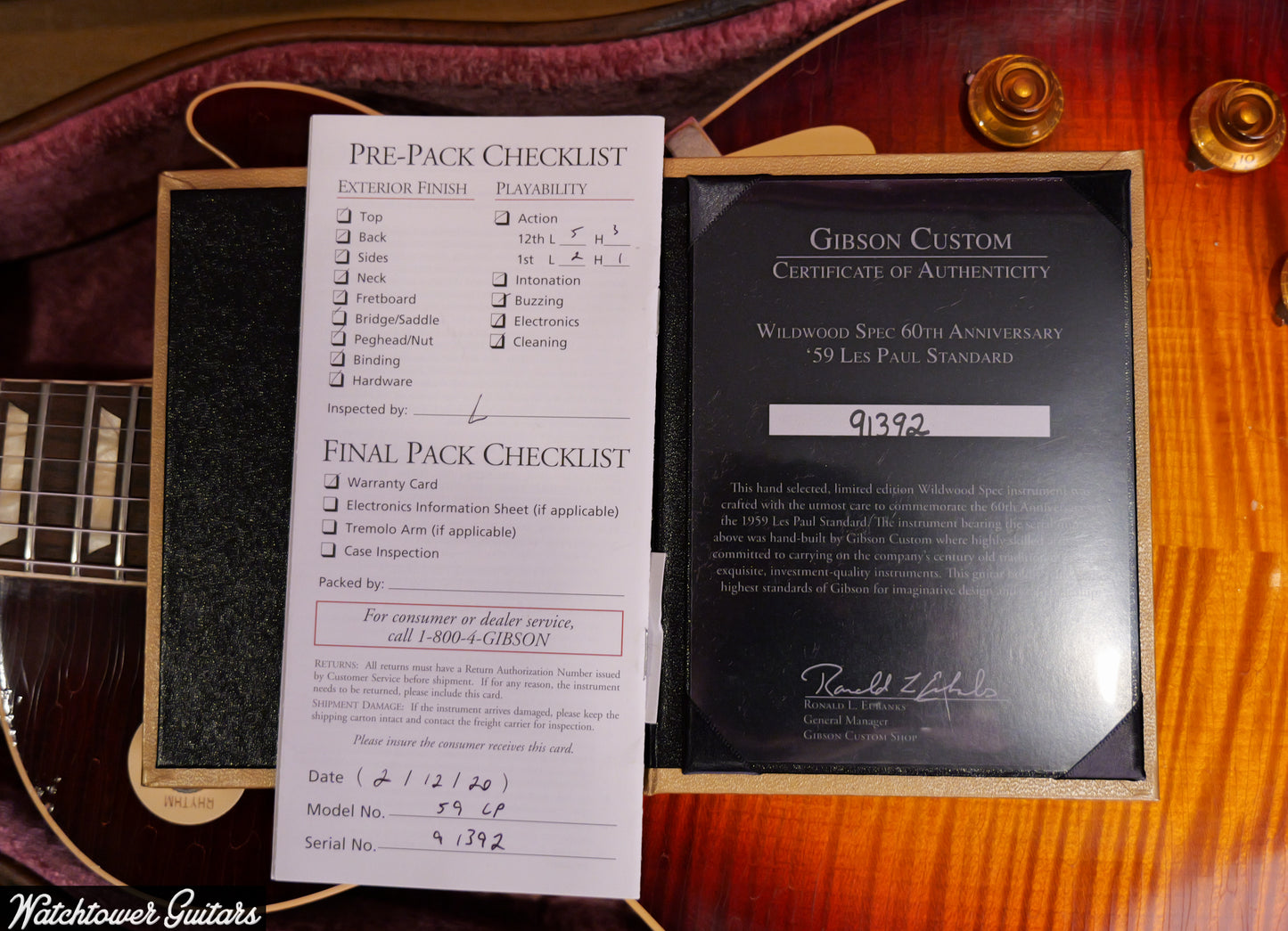 2020 Gibson '59 Les Paul R9 60th Anniversary Wildwood Spec Tom Murphy Painted & Aged