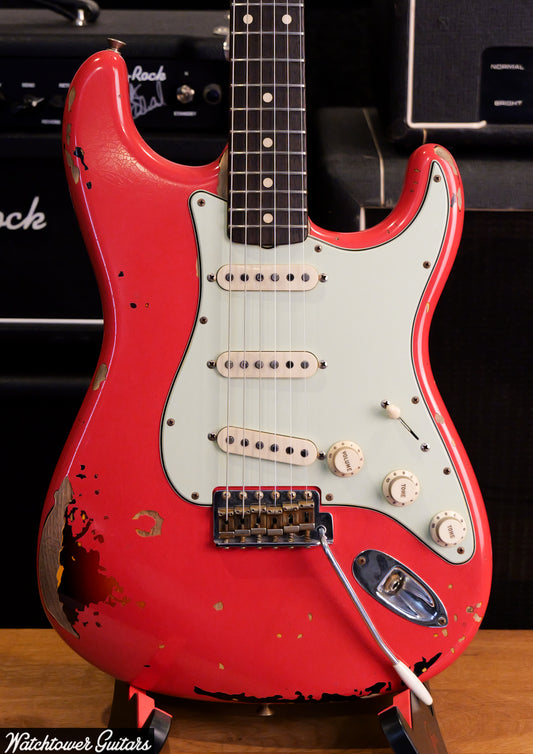 2022 Fender Custom Shop Michael Landau Signature 1963 Stratocaster Fiesta Red over 3-Color Sunburst