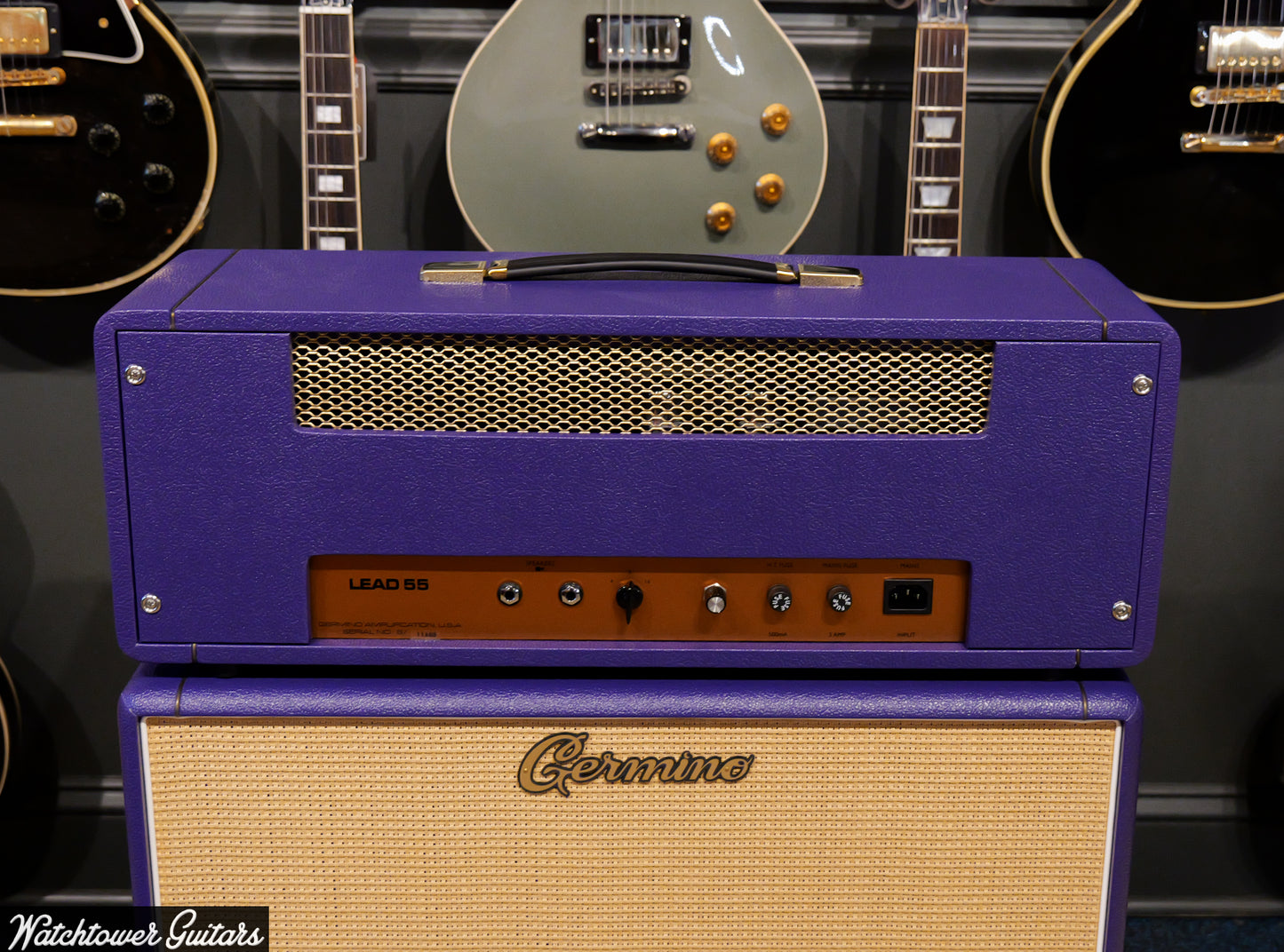 Germino Lead 55 LV Master Volume & Style II 2x12 Cabinet Purple Tolex