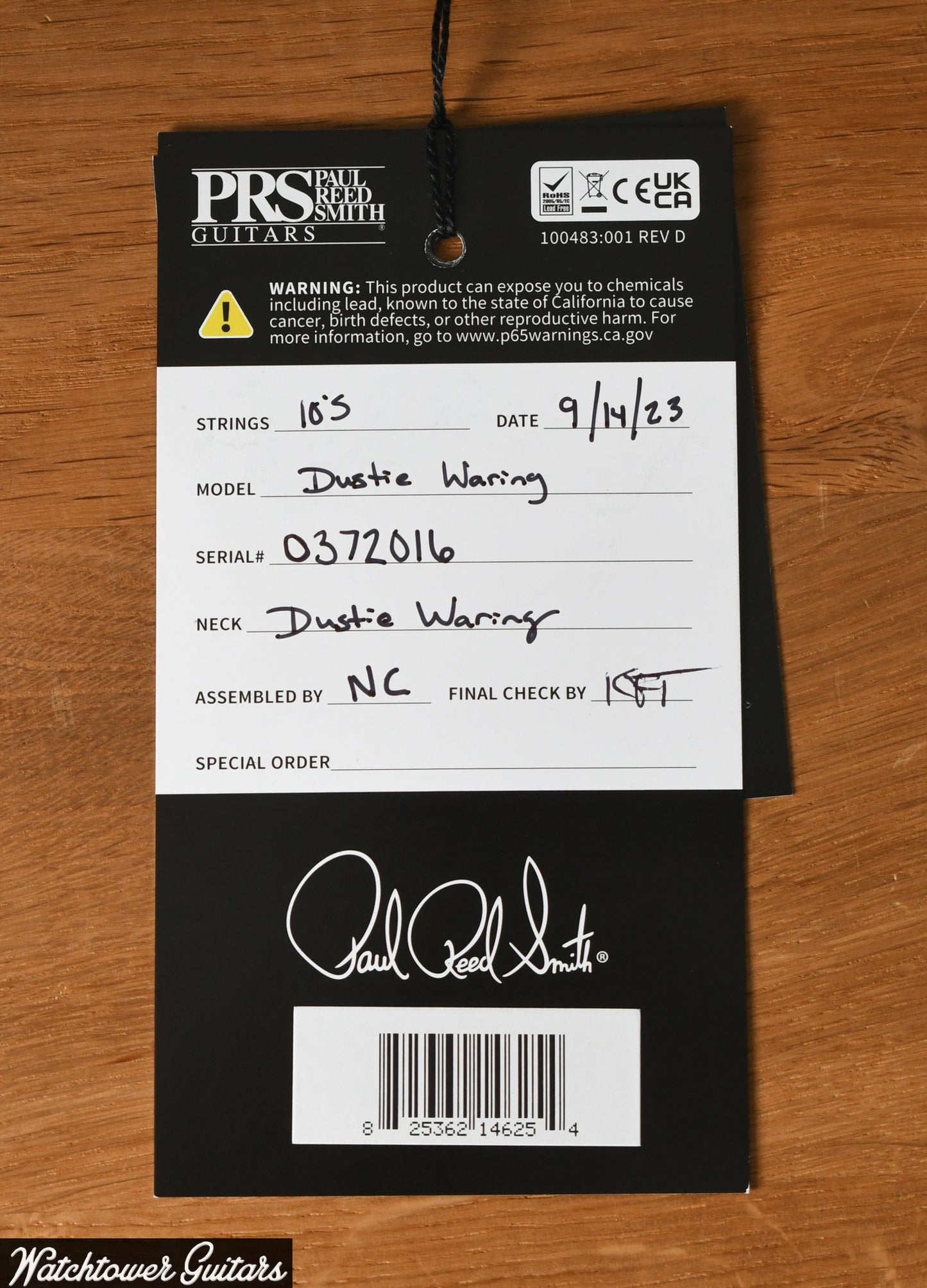 Paul Reed Smith PRS Dustie Waring CE 24 Hardtail Limited Jade Smokeburst