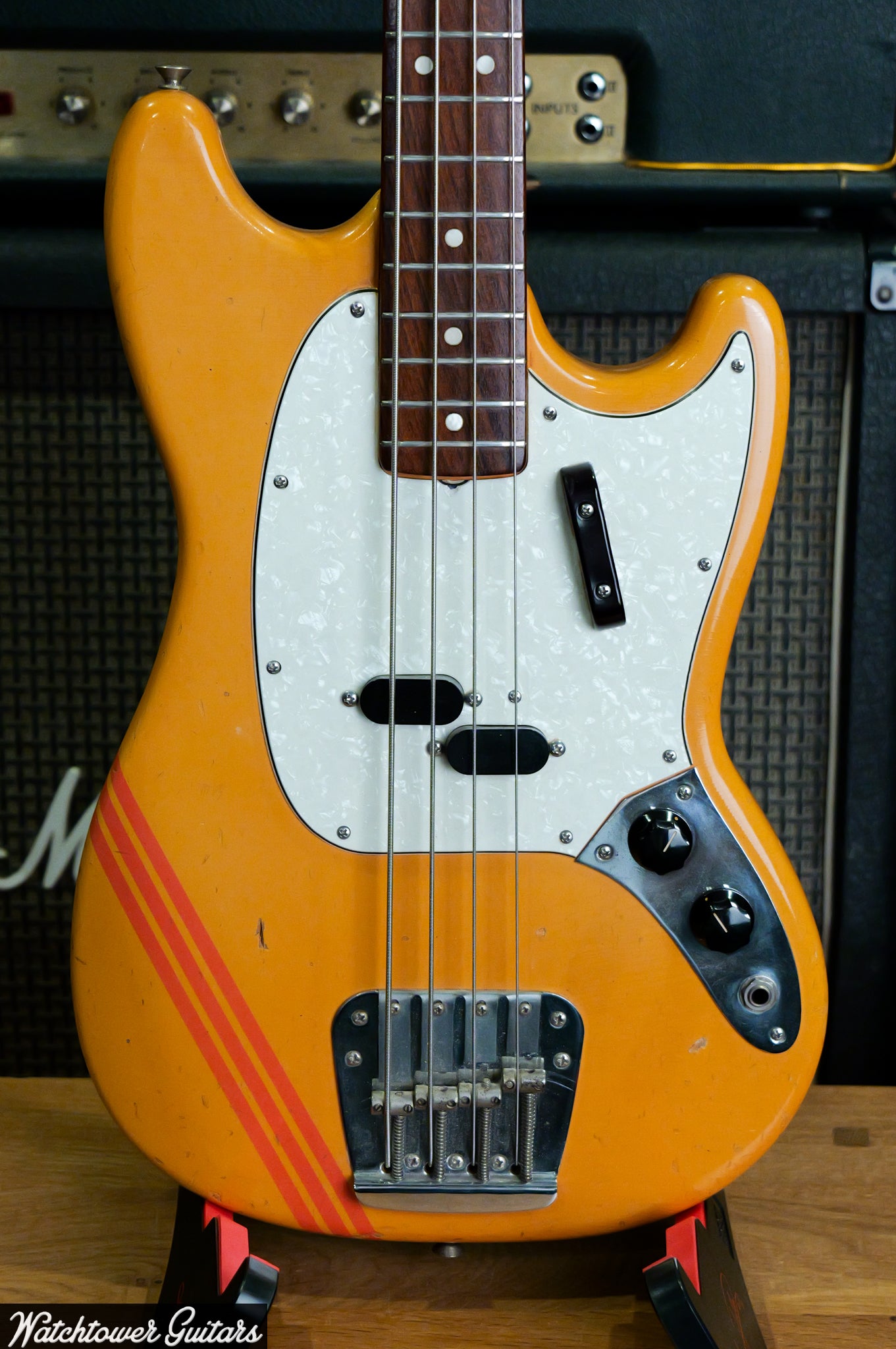1969 Fender Mustang Bass Competition Orange with Matching Headstock