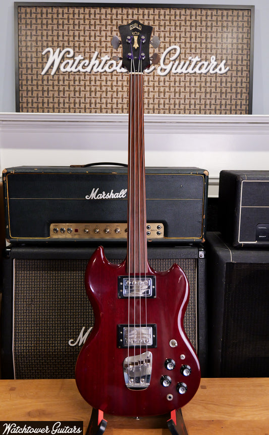 1973 Guild Jetstar JSII Bass Fretless Vintage Cherry
