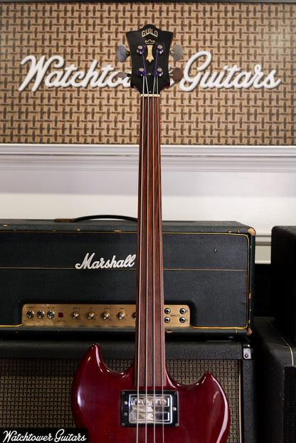 1973 Guild Jetstar JSII Bass Fretless Vintage Cherry