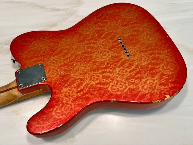NEW Danocaster Single Cut Candy Apple Red over Gold Lace