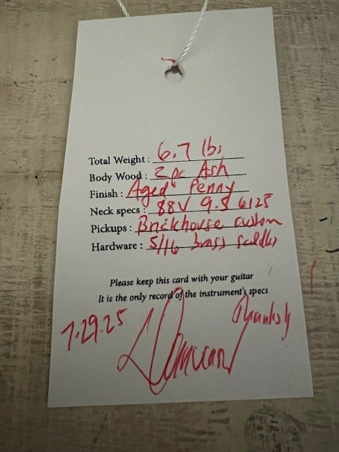 NEW Danocaster Single Cut Aged Penny