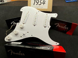 Virgil Arlo Model 1954 Strat Pickups, White covers wired in Fender Pickguard EJ style !