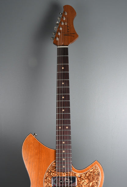 Novo Miris T ! Amber, Brown Tiger Shell binding and pickguard, Fralins
