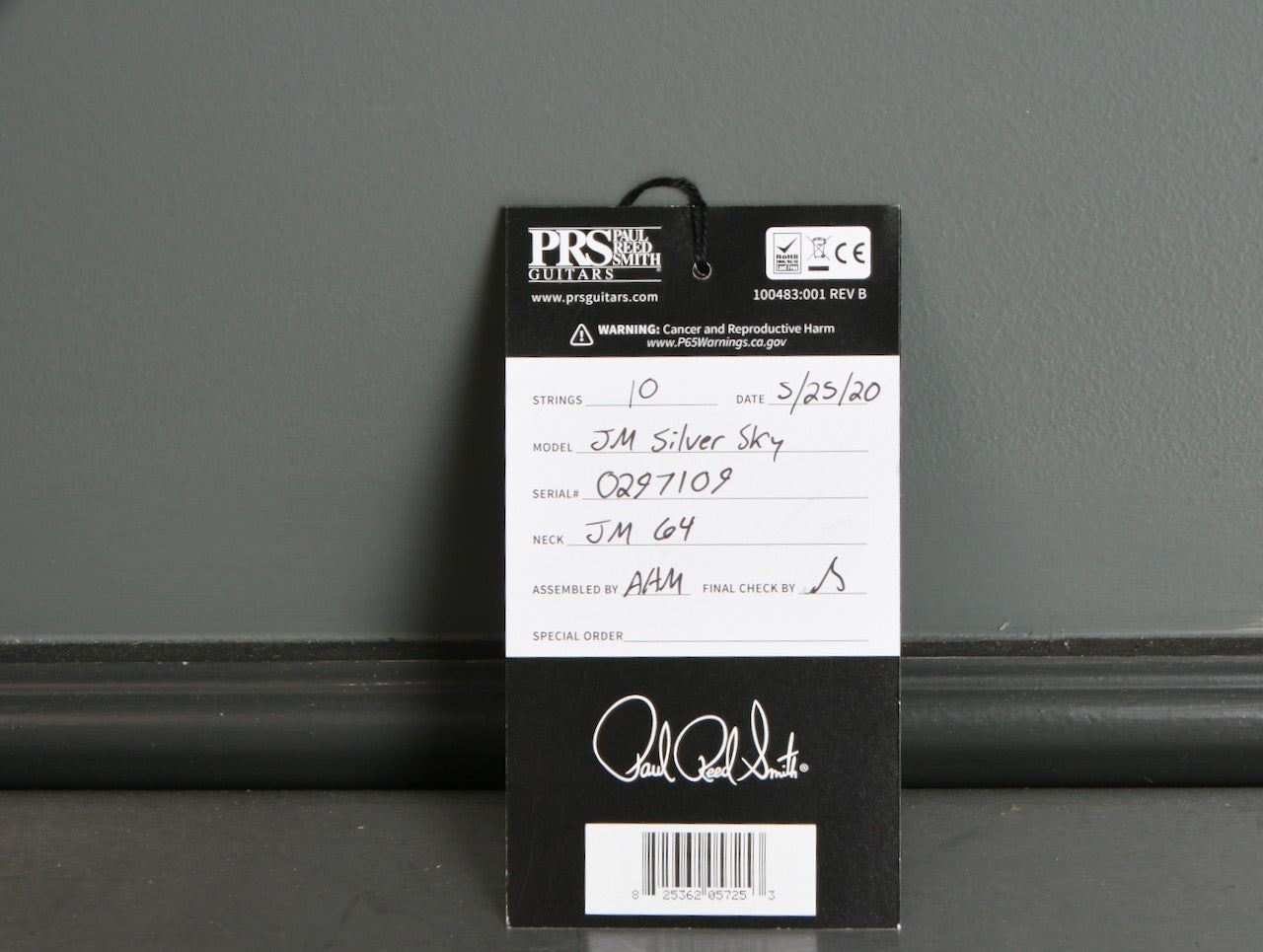 2020 Paul Reed Smith PRS John Mayer Silver Sky Frost Maple Neck
