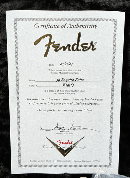 2005 Fender Custom Shop '59 Esquire Relic Anniversary LTD HLE Gold
