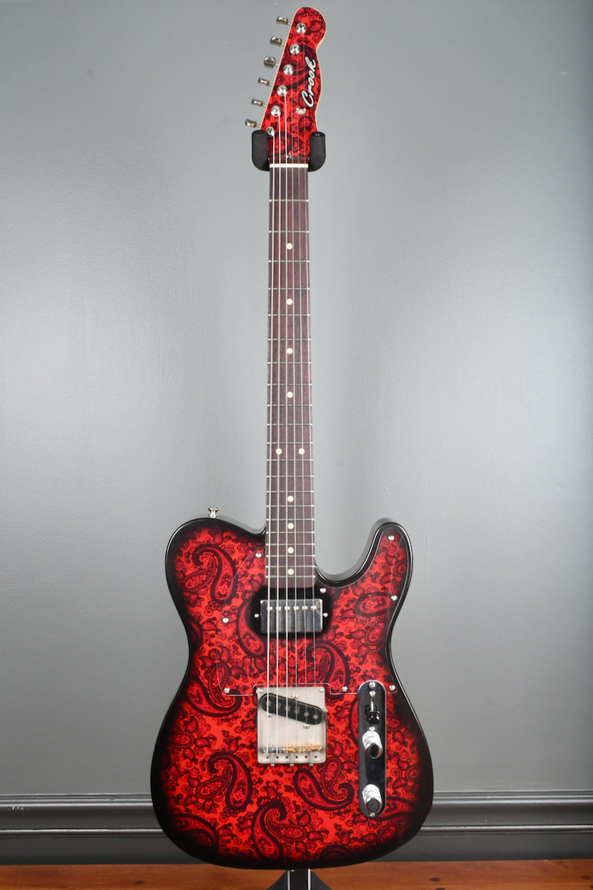 Crook Telecaster Black & Red Sparkle Paisley