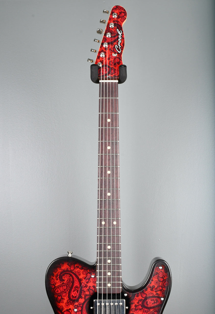 Crook Telecaster Black & Red Sparkle Paisley