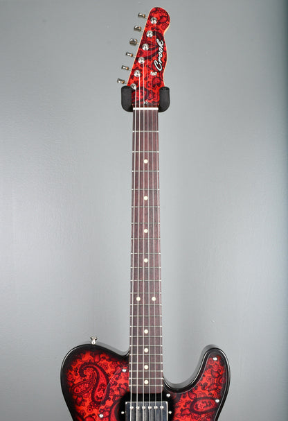 Crook Telecaster Black & Red Sparkle Paisley