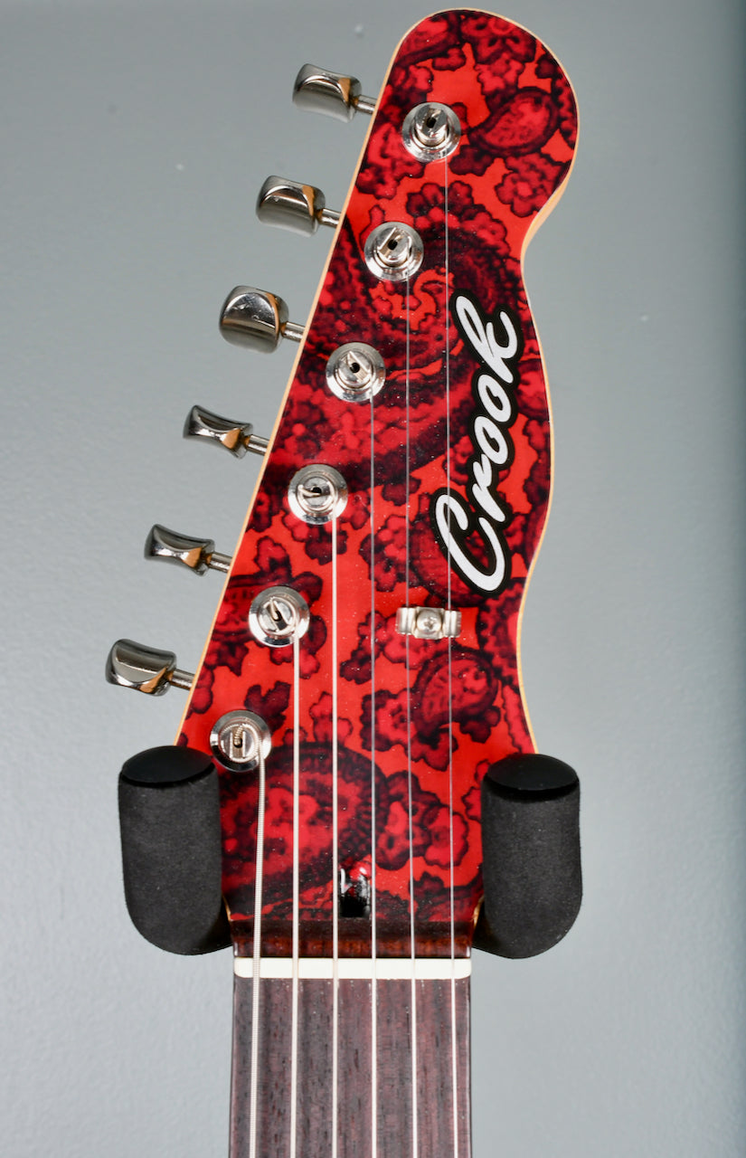 Crook Telecaster Black & Red Sparkle Paisley