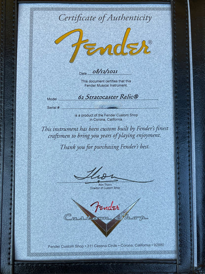 2021 Fender Custom Shop '62 Stratocaster Heavy Relic Aztec Gold