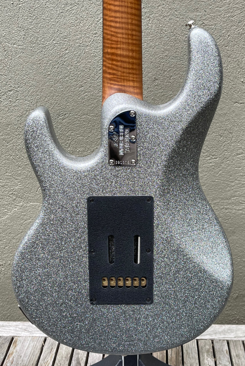 2020 Ernie Ball Music Man BFR Silhouette Silver Flake Sparkle DEMO