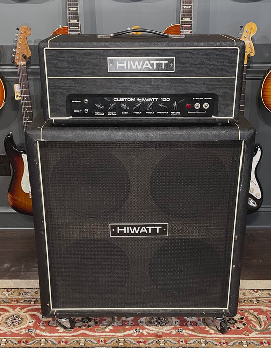 1979 HiWatt Custom 100 & 1973 HiWatt 4x12 Cabinet Black Tolex