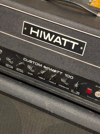 1979 HiWatt Custom 100 & 1973 HiWatt 4x12 Cabinet Black Tolex