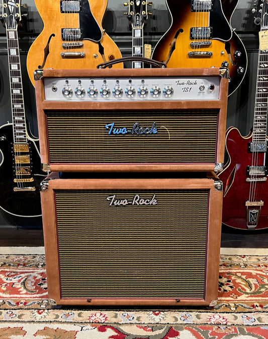 Two Rock TS-1 50 Watt Head & 1x12 Closed Back Set Tobacco Suede & Oxblood/Stripe Grill