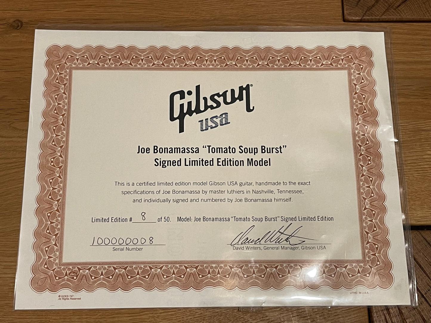 2015 Gibson Les Paul Bonamassa #08/50 Tomato Soup Burst Signed