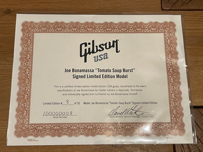 2015 Gibson Les Paul Bonamassa #08/50 Tomato Soup Burst Signed