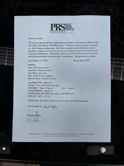2003 Paul Reed Smith PRS Private Stock #529 Custom 22 Whale Blue