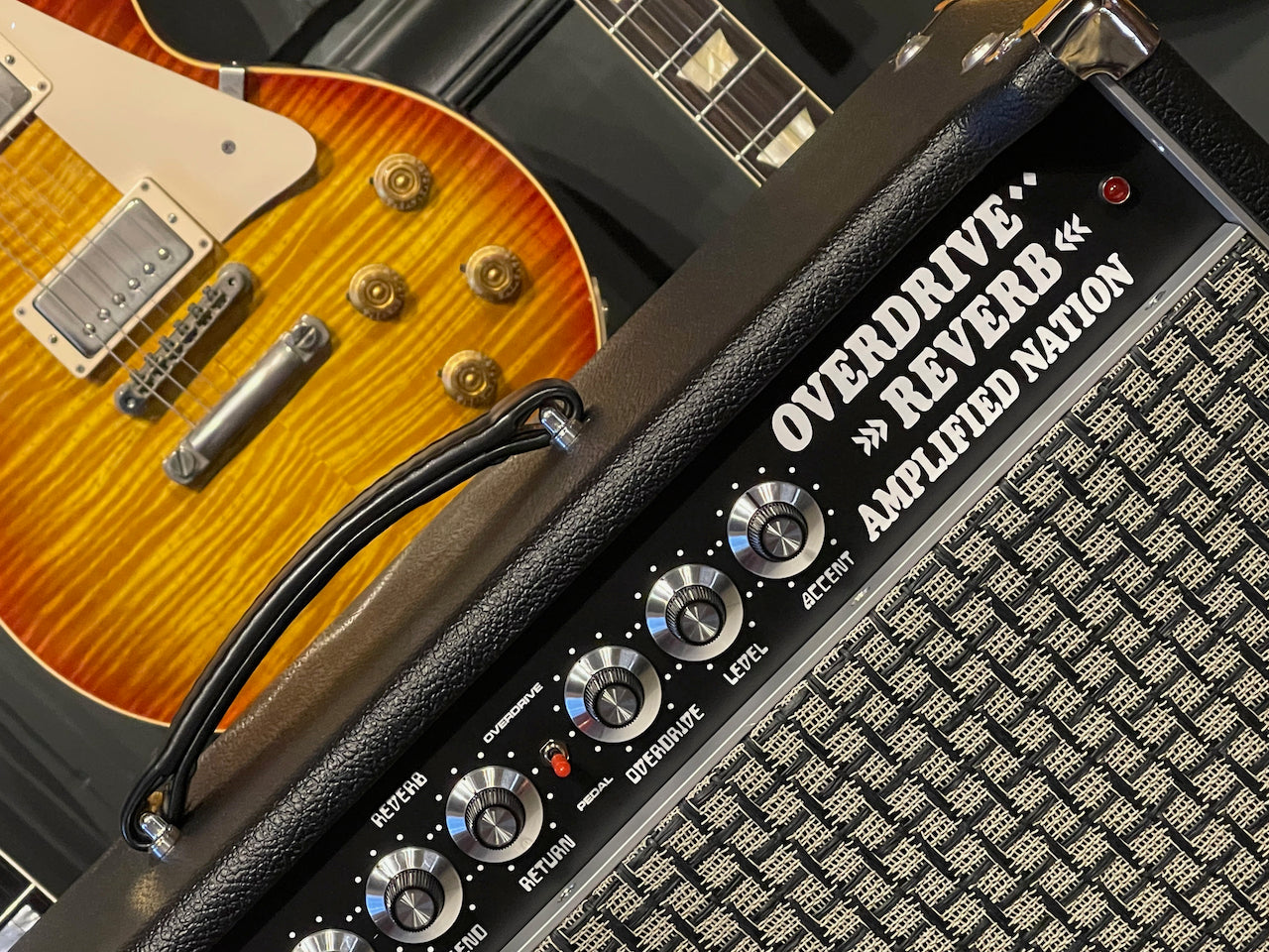 Amplified Nation Overdrive Reverb 50 Watt Head & 1x12 Cabinet Black Tolex/Marshall Check
