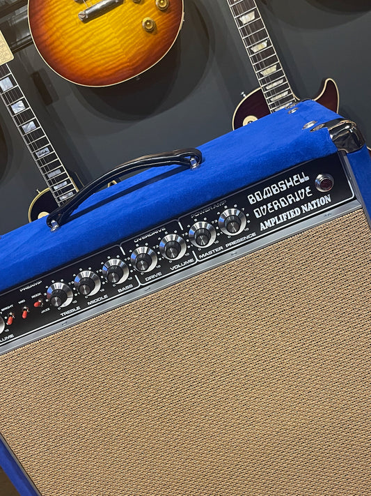 Amplified Nation Bombshell Overdrive 50 Watt EL34 Version 1x12 Combo Royal Blue Suede/Wheat