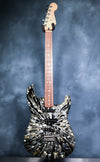 2002 Fender FSR Stratocaster Splattercaster Olympic White, Aztec Gold, and Inca Silver Swirl over Black